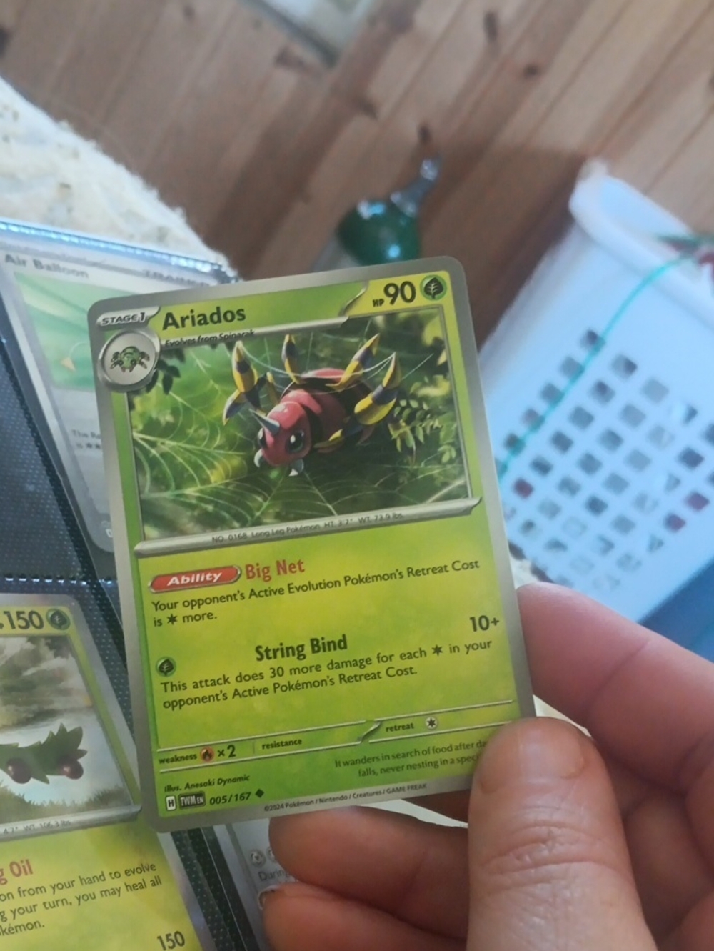 Pokemon Ariados Card - Green, Yellow, Red Accents